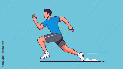 Man Running with Mobile Phone.