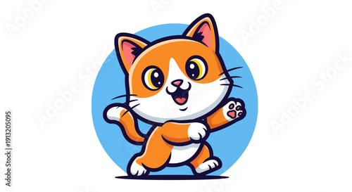 Cartoon Cat Standing on Hind Legs.