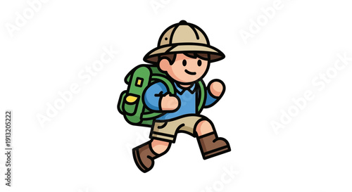 Boy with a green backpack.