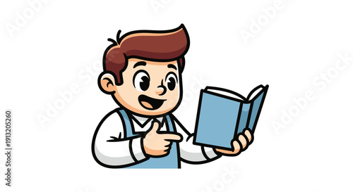 Boy Reading a Blue Book.