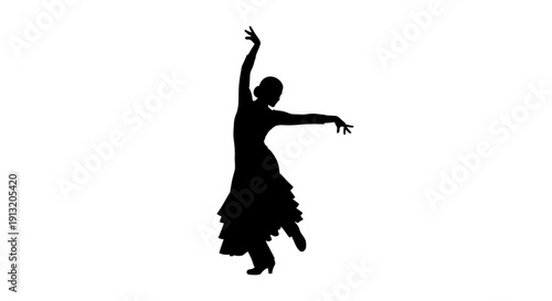 Woman Dancing Silhouette Isolated White.