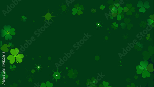 Mystical green glowing particles floating in a dark cosmic void