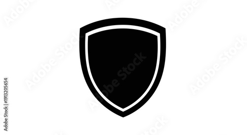 Black Shield Icon Simple Design.