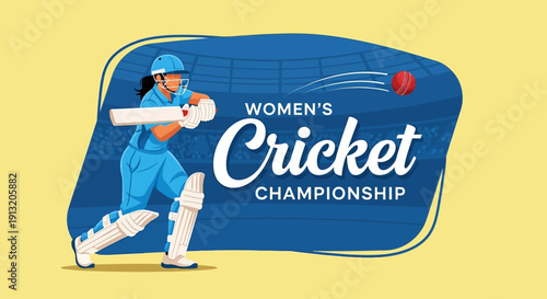 Female cricketer in action at women's cricket championship tournament event