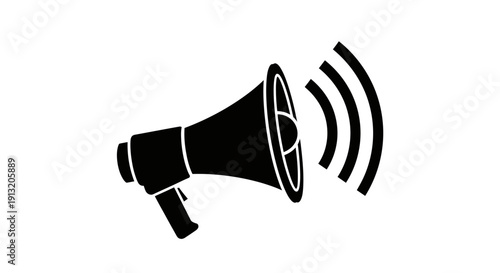 Black Megaphone Loudspeaker Icon.