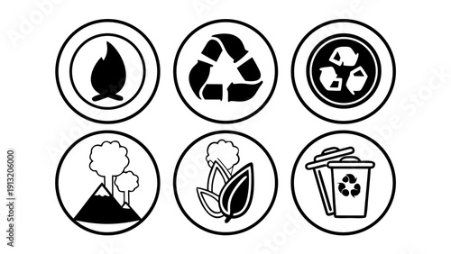 Eco-friendly icons set for sustainable living