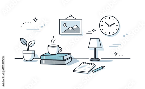 Winter light shadows. Minimal interior elements touched by pale winter light, with shadows softly fading into the background. The