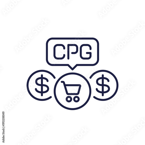 CPG line icon, Consumer Packaged Goods, retail and business vector