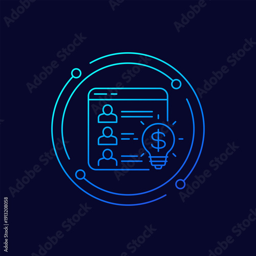 crowdfunding platform icon, linear design