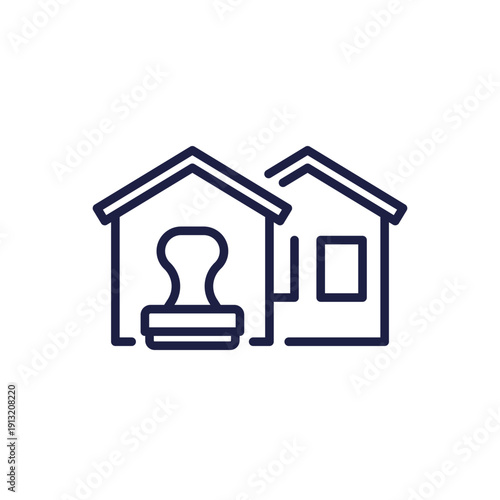 houses and stamp line icon