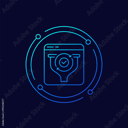 lead generation icon with funnel, linear design