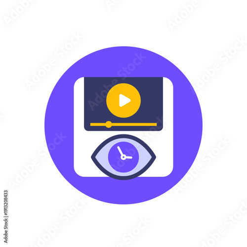 Free Download watch time icon with video player, flat design - GFXLoad