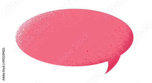 Large pink speech bubble with a grainy texture and a comic style tail useful for messages announcements or social media posts.