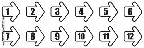 Set of numbers . Number circles set 1 to 12 . Set of Round 1-12 numbers icon for education. number digit vector icon with circle. 