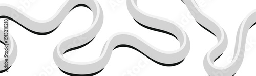 Three dimensional white fluid tube element on transparent background for motion graphics and abstract designs