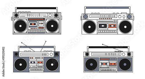 Boom Box Line art creative smooth abstract vector
