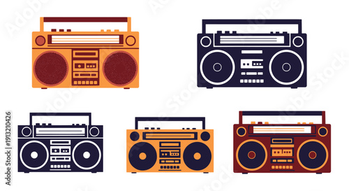 Boom Box Line art modern colorful abstract illustration