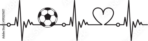 Running Athlete with Heartbeat Line Silhouette Vector
Running Soccer Player Silhouette Vector with Football and Heartbeat Line