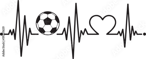 Running Athlete with Heartbeat Line Silhouette Vector
Running Soccer Player Silhouette Vector with Football and Heartbeat Line