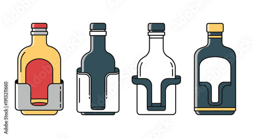 Bottle Holder Line soft tone vector illustration
