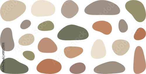 Earth tone pebble stone shapes set