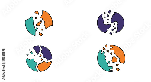 Breakdown Line art minimal smooth color vector