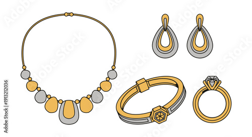 Bridal Jewelry Line color unique design soft abstract tone illustration