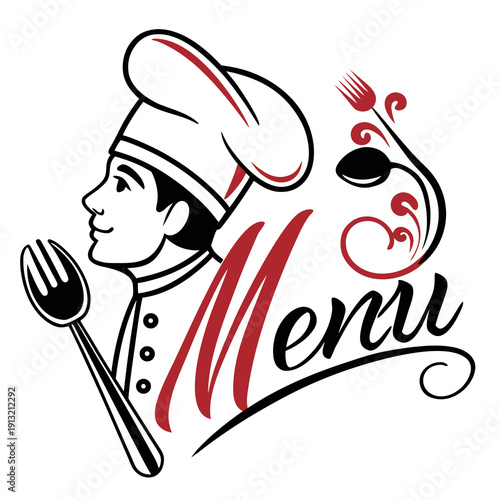 A sleek and modern restaurant logo featuring a stylized fork and knife representing culinary excellence and simple dining