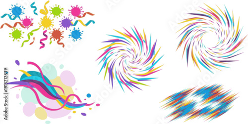 Colorful spiral swirl elements set collection