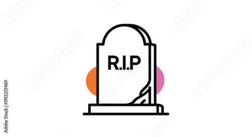 Tombstone with R.I.P. inscription as a minimalist icon for funeral services, cemetery themes, and headstone memorial design on a white background.