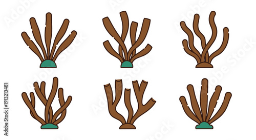 Brown Algae Line art dynamic abstract color vector