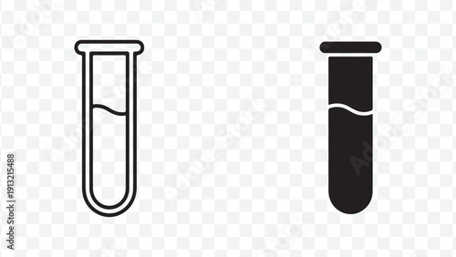 Lab test tubes icons in modern outline and solid styles for science and medical designs isolated on Transparent Background