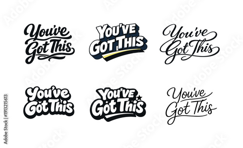 Image Generation. You?ve Got This. Set lettering. harmonious lettering variations of the same emblematic concept, each with different artistic interpretation