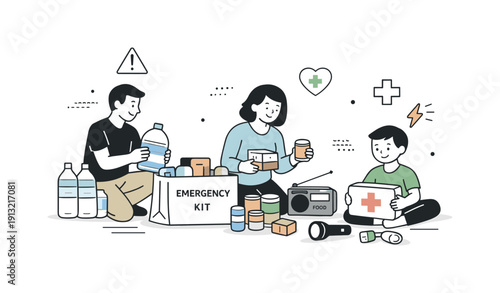 Emergency Kit Organization. Emergency preparedness for extreme w