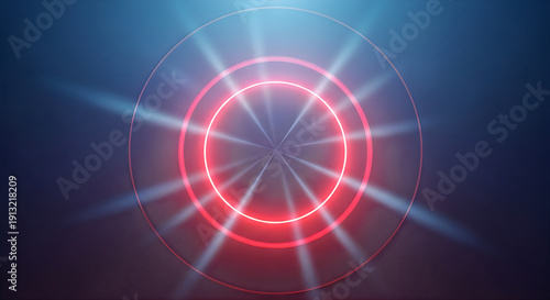 Wallpaper Mural Red target symbol emitting bright light beams in dark blue background Torontodigital.ca