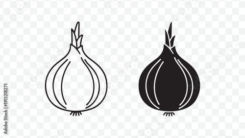 Premium onion icons in modern line style for food branding