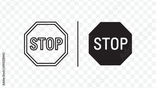 Modern Stop Sign Icons for Safety and Warning Designs
