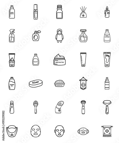 Minimalist bathroom icons set