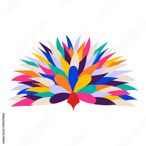 Happy Carnival banner. Colorful feather crown. Holiday celebration. Vector illustration, flat design