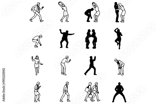 Architecture & Landscape CAD Symbols – Top, Front, Back, Side View People Vector