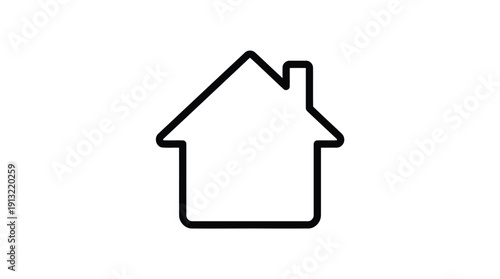 Simple black line drawing of a house icon with a chimney.