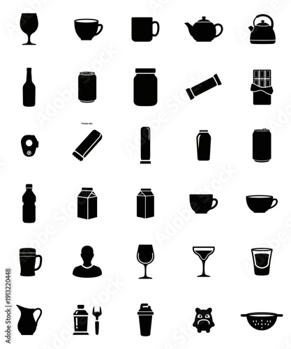 Minimalist beverage icons set