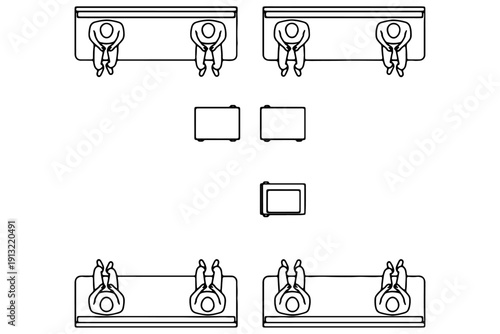 Interior Design Layout Vector – Top View People Sitting on Furniture