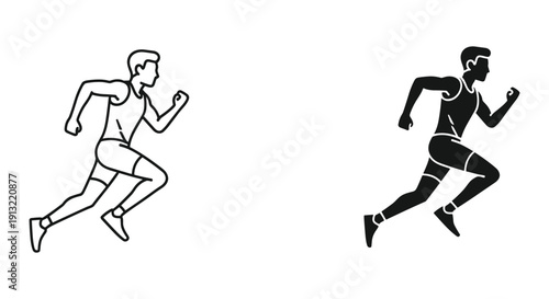 Running man sprinting race competition speed motion flat design vector illustration