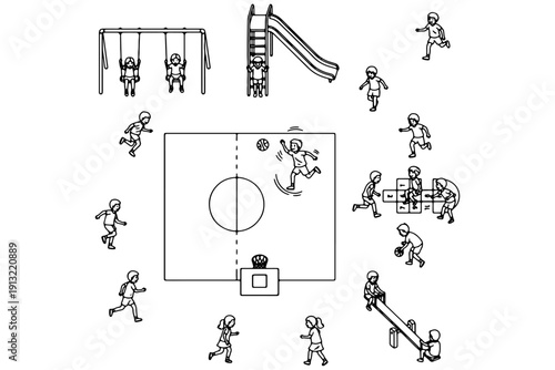 Playground People Vector – CAD Blocks Top View for Architectural Design