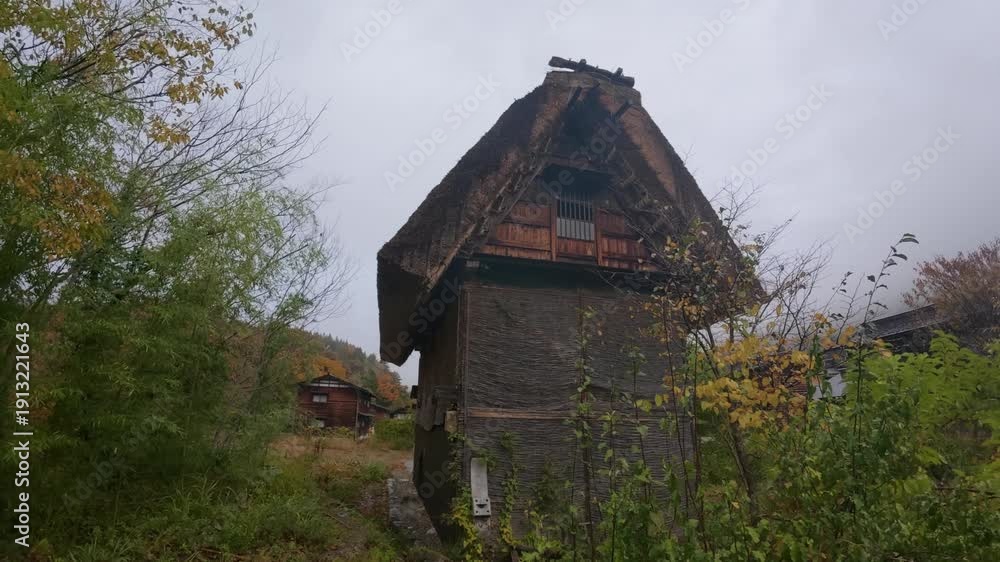 Traditional Japanese farmhouse with a thatched roof in the historic ...