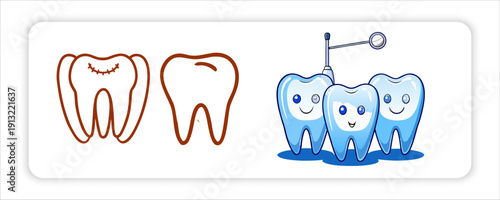 Disposable Gloves Various Protective Line Art Dental Health Concepts Or Stylized Microscopic