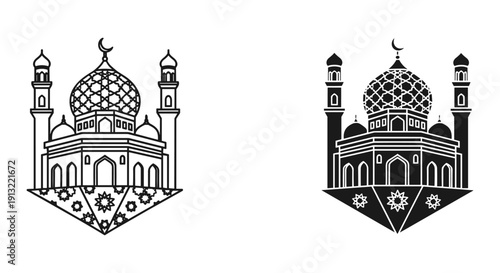 Islamic mosque architecture vector illustration flat design minimalist scalable art