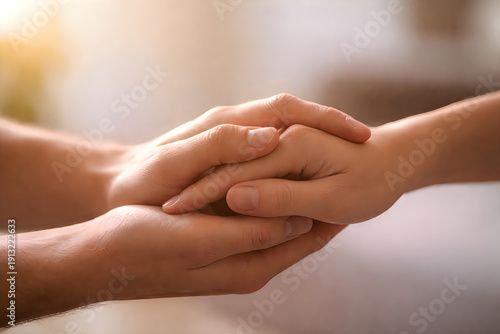 Wallpaper Mural Hands holding in comfort with warm soft lighting for emotional support and care Torontodigital.ca