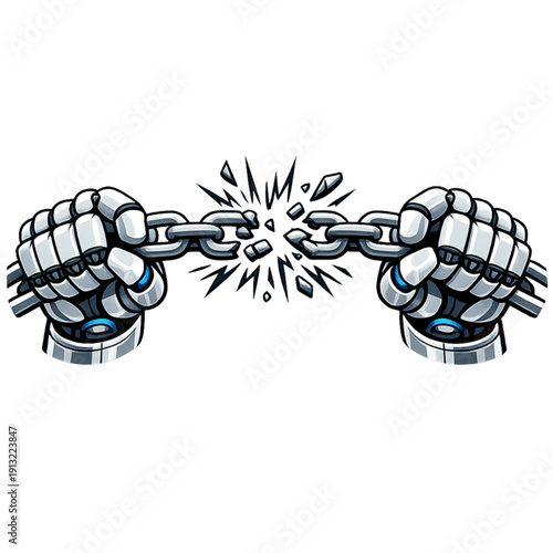 Robotic Hands Shattering Chains: AI Breaking Free